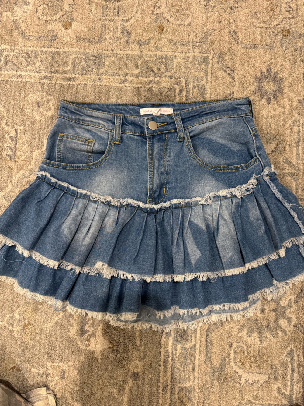 Hot & Delicious Denim Tiered Ruffle Skirt - Blue
